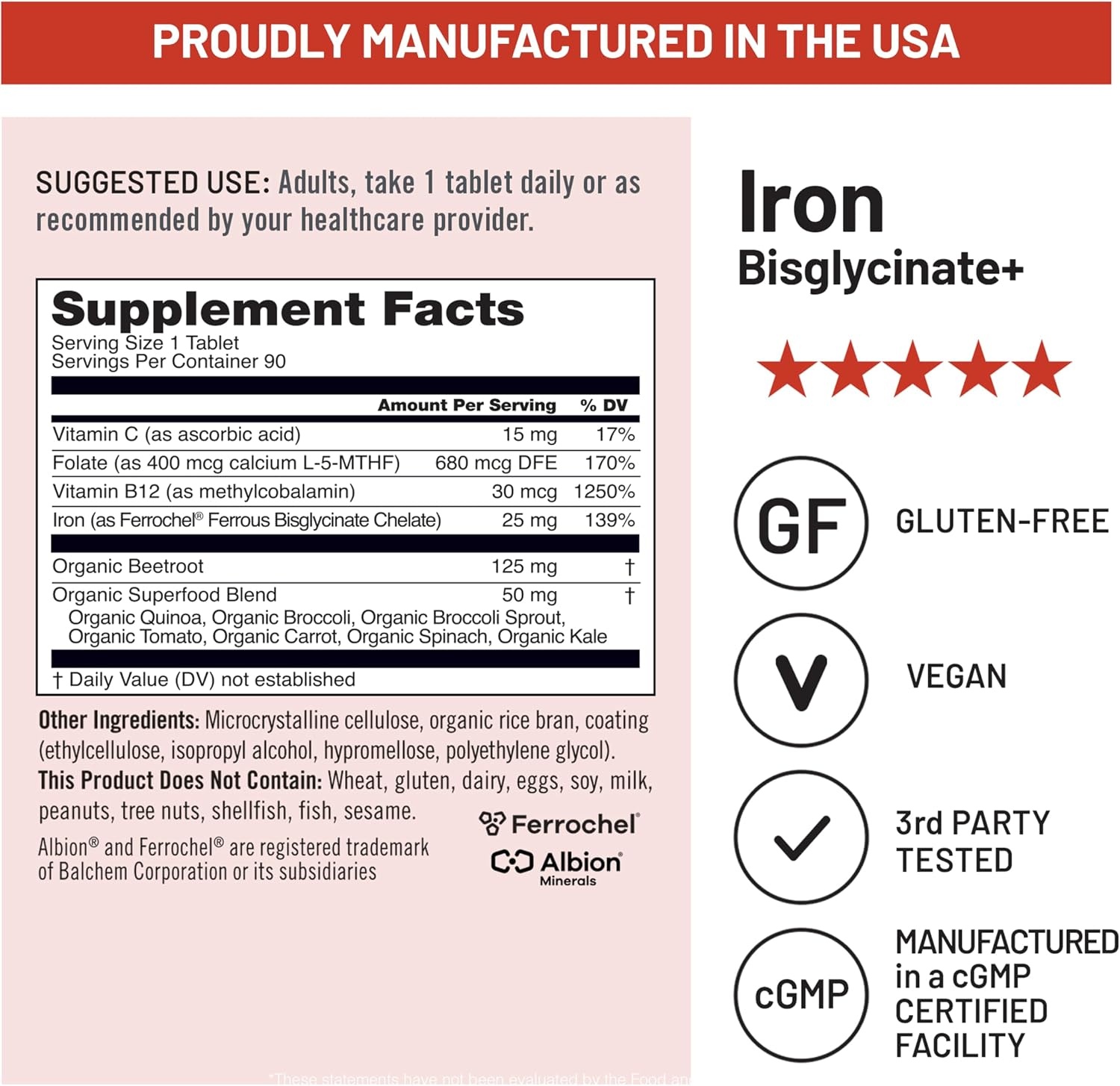 image:imageNatureWise Vegan Iron Supplement for Women amp Men Gentle on Stomach High Absorption Coated Iron Bisglycinate Tablets Vitamin C Methyl B12 Folate amp Organic Food Blend 30 Tablets30Day SupplyUnflavored