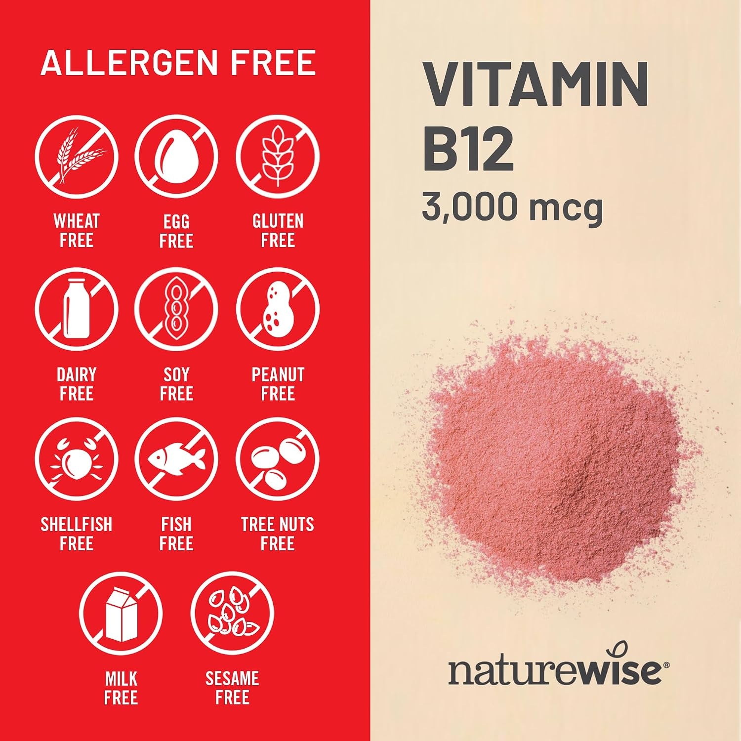 image:imageNatureWise Vitamin B12 3000 mcg Extra Strength Supplement for Supporting Energy Levels Mental Clarity Nervous System Health EasytoSwallow Soy and GlutenFree NonGMO 60 Softgels