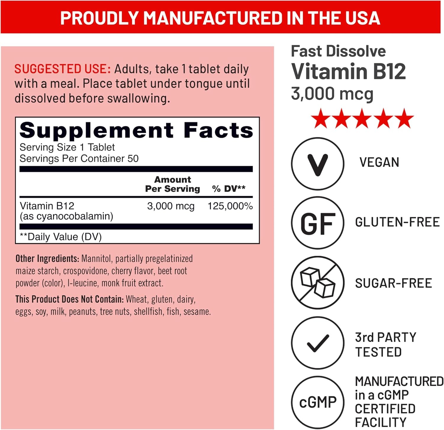 image:imageNatureWise Vitamin B12 3000 mcg Sublingual Tablets Fast Dissolve B12 for Energy amp Metabolism Support Cherry Flavor Vegan NonGMO Gluten Free USA Manufactured 50 Tablets 50Day Supply