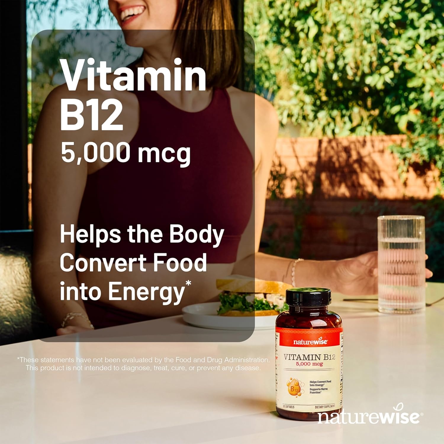 image:imageNatureWise Vitamin B12 5000 mcg Extra Strength Supplement for Supporting Energy Levels Mental Clarity Nervous System Health EasytoSwallow Soy and GlutenFree NonGMO 60 Softgels