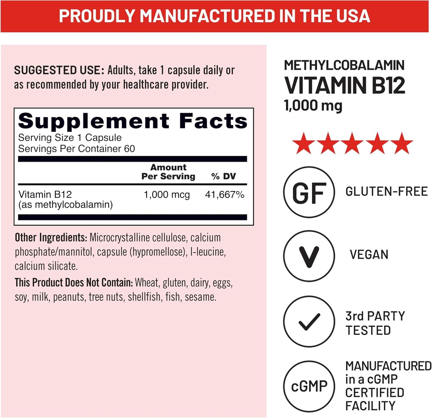 image:imageNatureWise Vitamin B12 Methylcobalamin Active Form for Ultra Absorption 1000mcg Methylated B12 for Energy Nerve amp Heart Support NonGMO Vegan USA Manufactured 60 Capsules60Day Supply