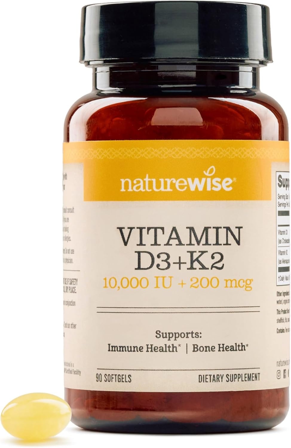 image:imageNatureWise Vitamin D3 5000IU K2 MK7 100mcg with Organic Extra Virgin Coconut Oil Supports Calcium Absorption Bone amp Immune Health NonGMO Soy amp GlutenFree 90 Softgels90Day Supply10000IU