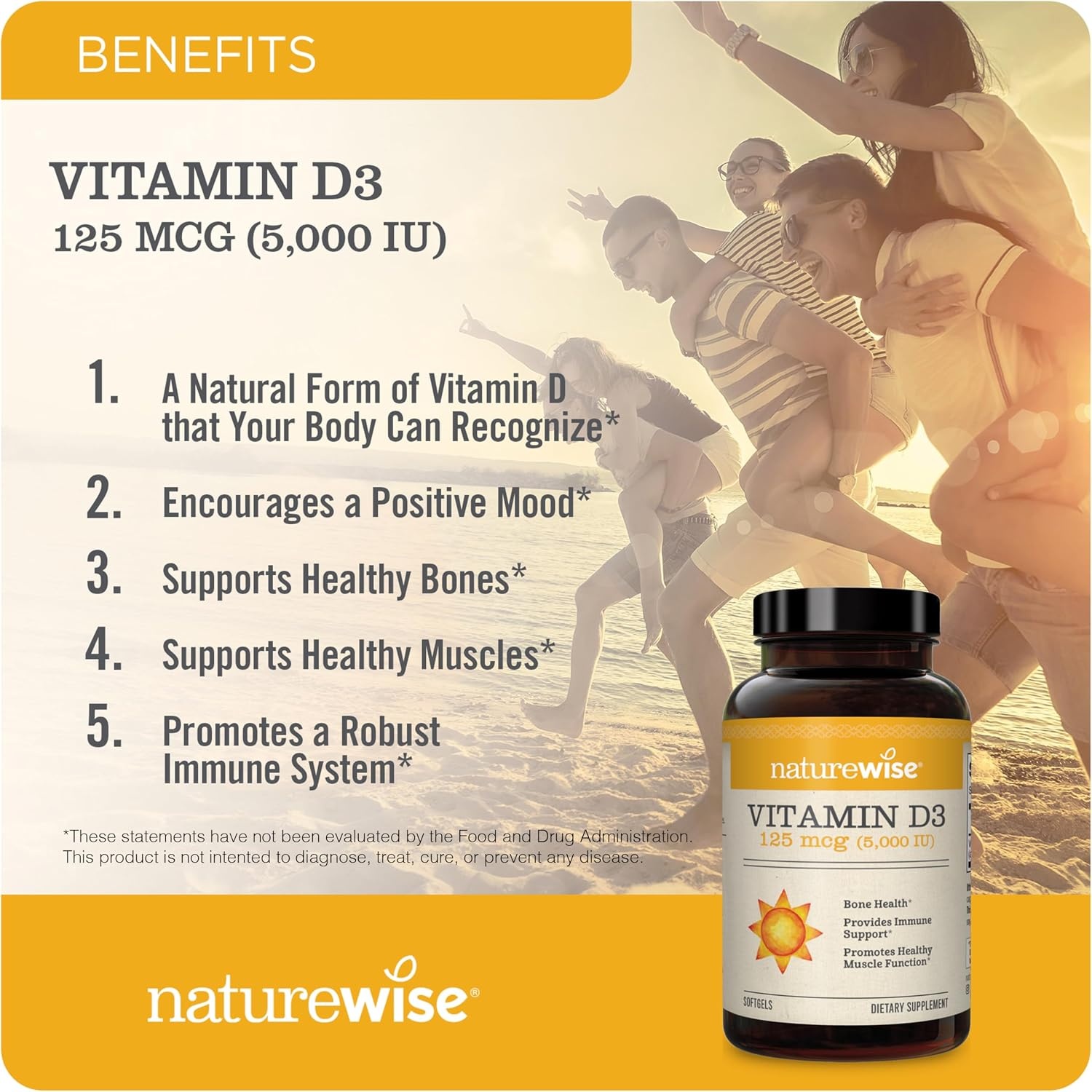 image:imageNatureWise Vitamin D3 5000IU 125mg 90 Count Extra Strength Vitamin C 1000mg Capsules 60 Count Bundle for Daily Immune Support Bone amp Heart Health Gluten Free NonGMO