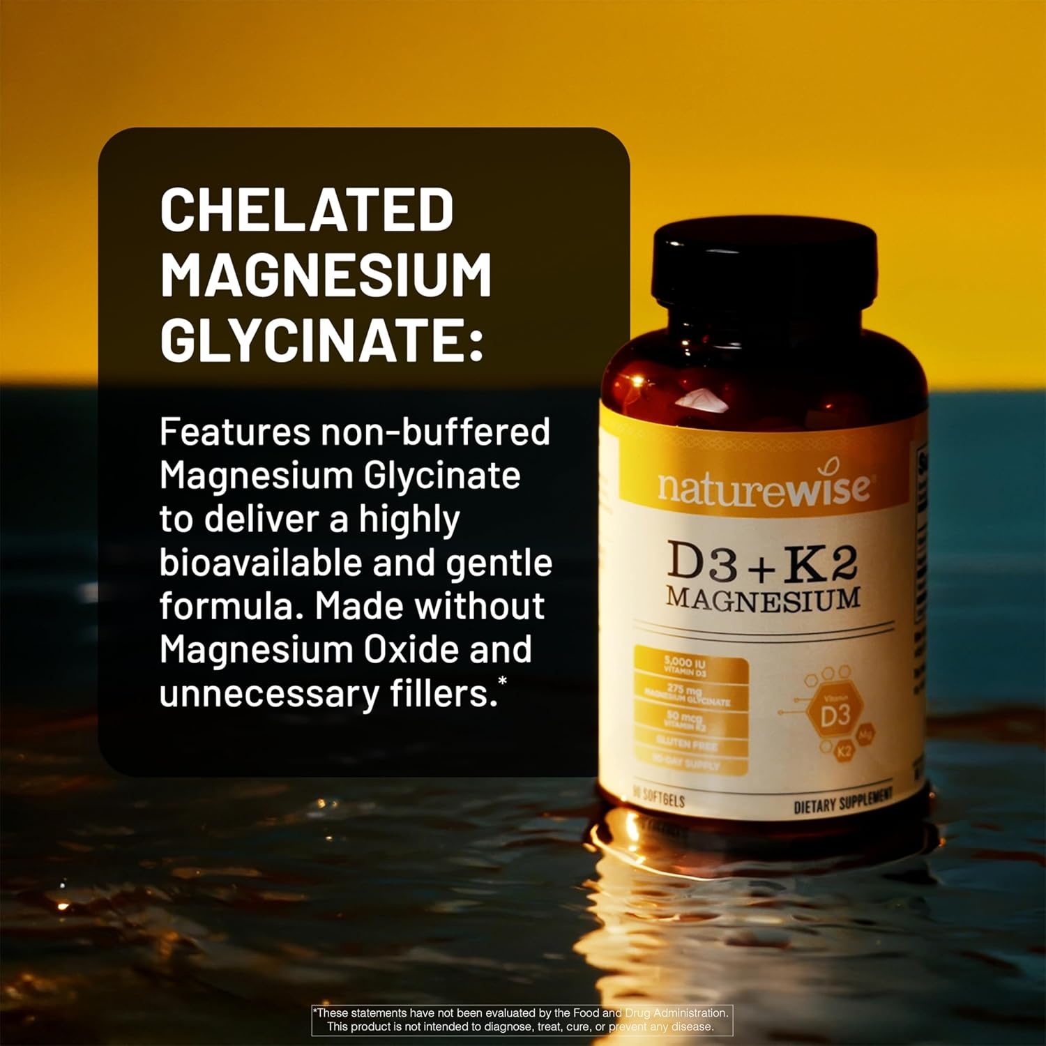 image:imageNatureWise Vitamin D3 K2 Magnesium Glycinate 275mg Extra Strength Vitamin D3 5000IU K2 50mcg High Absorption Chelated Magnesium Bone Support NonGMO USA Manufactured 90 Day Supply