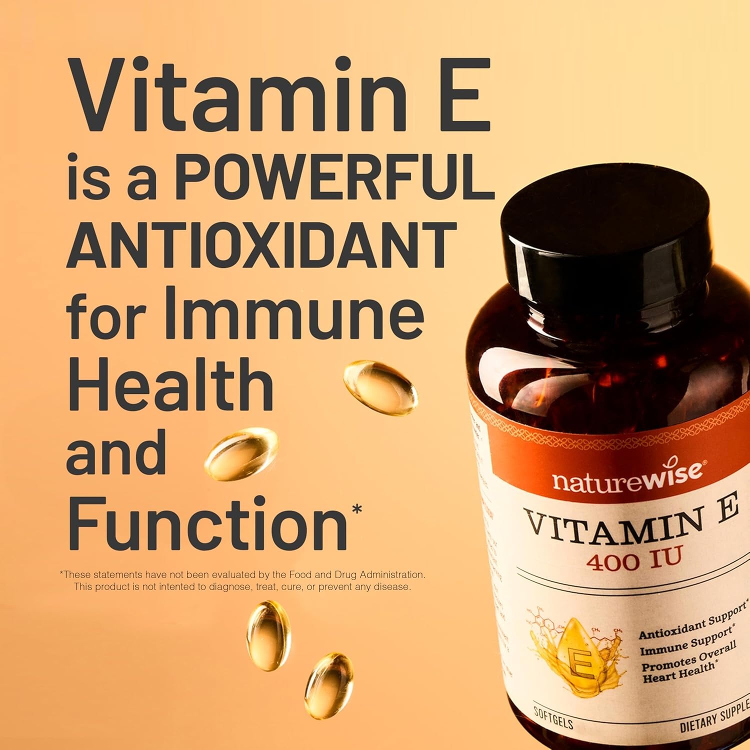 image:imageNatureWise Vitamin E 400 IU Softgels 180mg DLAlpha Dairy Gluten and Soy Free Antioxidant Dietary Supplement for Skin Heart Eye and Immune Health Support 2Month Supply 60 Count200 Count Pack of 1