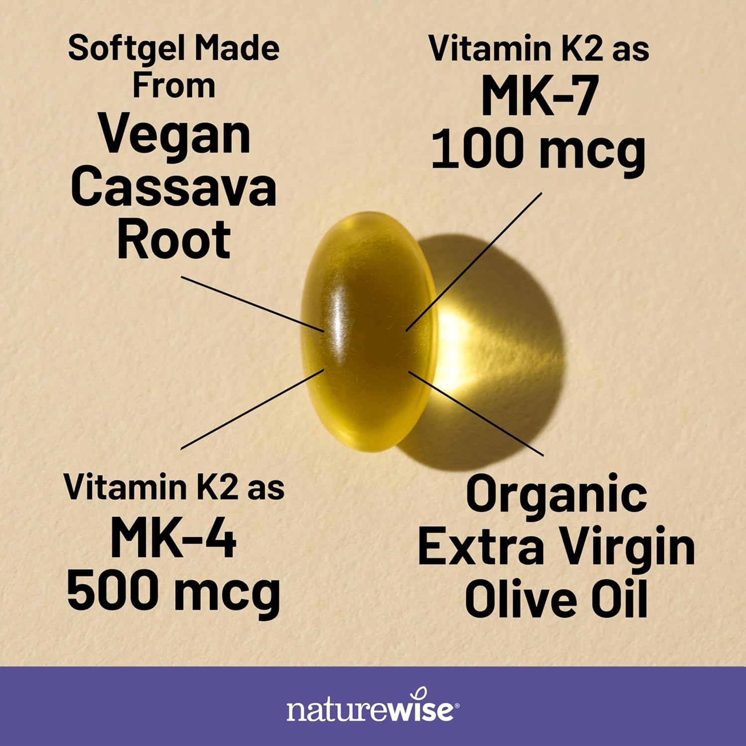 image:imageNatureWise Vitamin K2 600mcg Supplement with MK7 100mcg amp MK4 500mcg Enhanced Bioavailable Formula K Complex for Bone and Heart Health Vegan Gluten Free NonGMO 90 Softgels3Month Supply90 Count Pack of 1