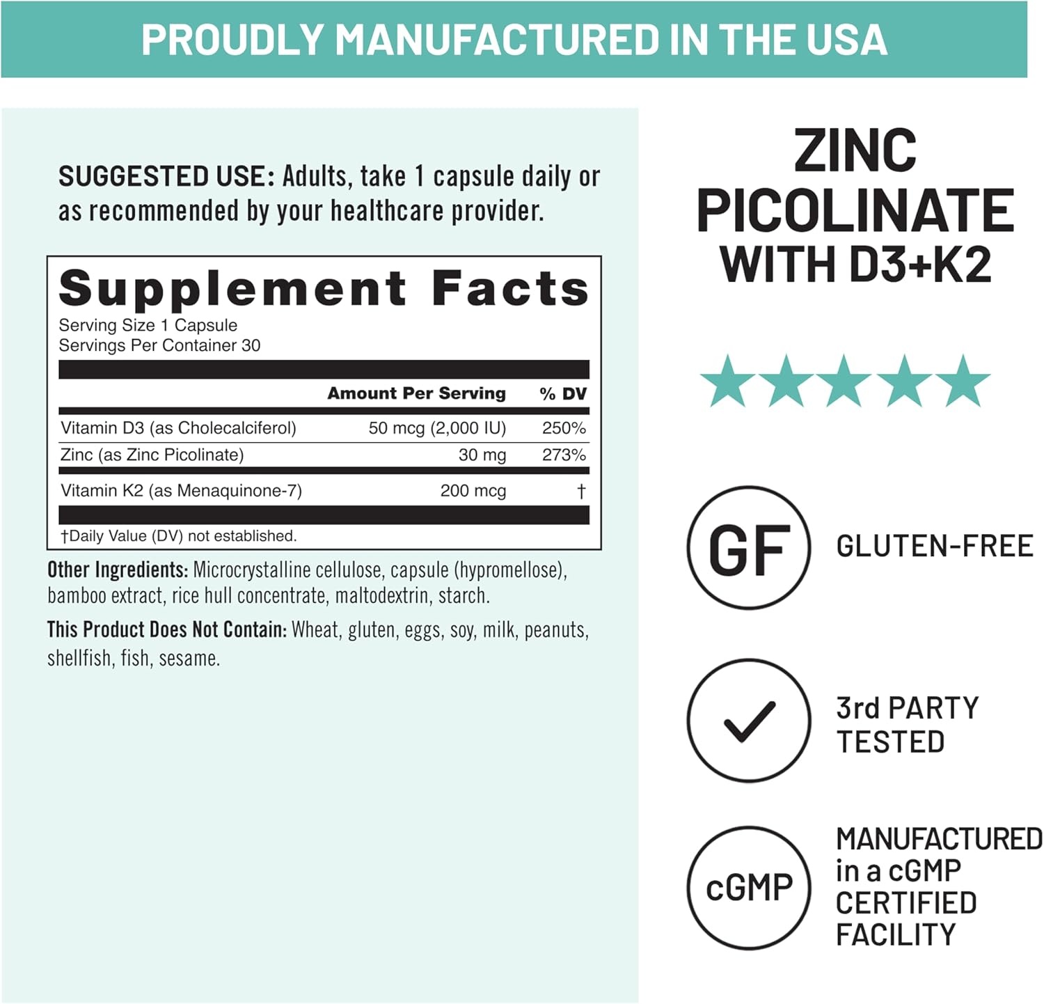image:imageNatureWise Zinc Picolinate with D3 K2 Zinc Supplements for Men amp Women Vitamin D3 K2 Supports Immune amp Bone Health NonGMO Gluten Free USA Manufactured 30 Capsules30 Day SupplyUnflavored