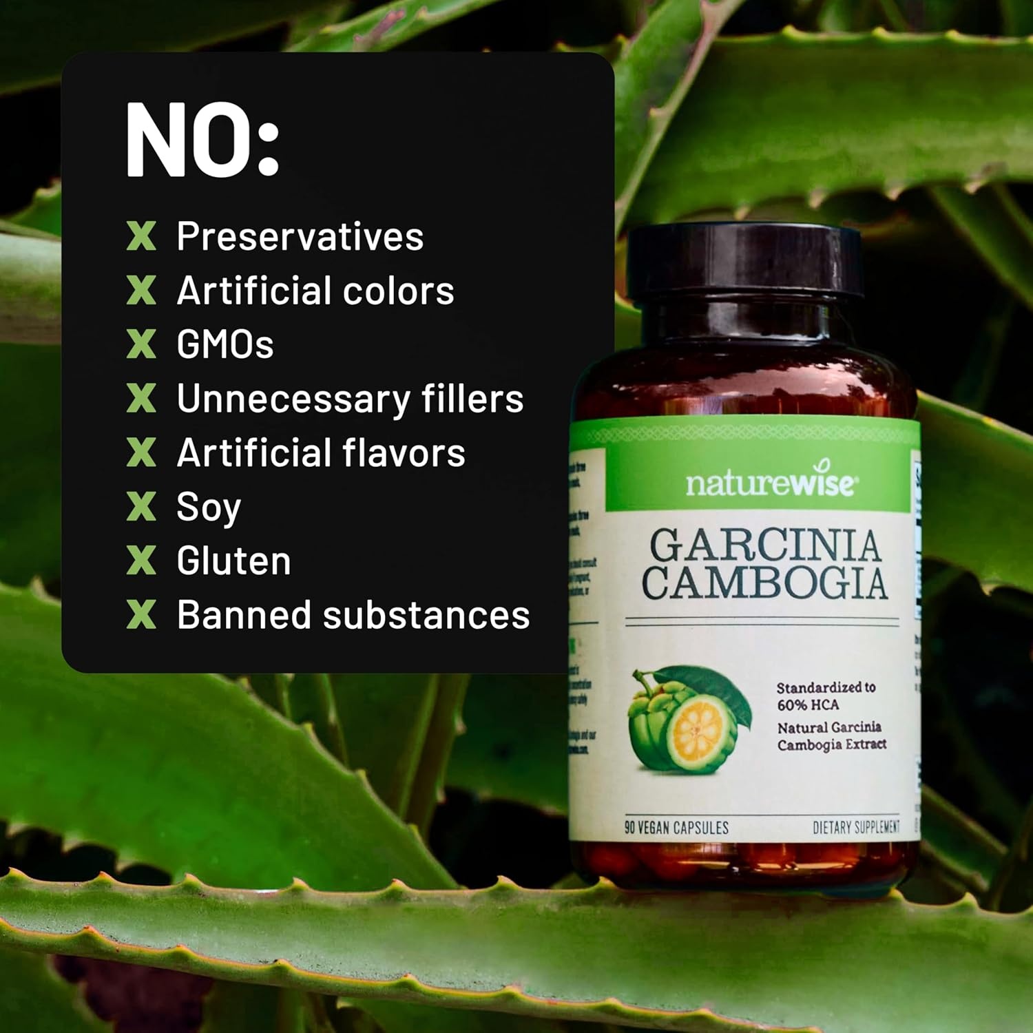 image:imageNaturewise Garcinia Cambogia 60 HCA Concentration Extract Natural Support for Weight Goals and Energy Levels Vegan NonGMO Gluten Free 90 Capsules13 Month Supply180 Count Pack of 1