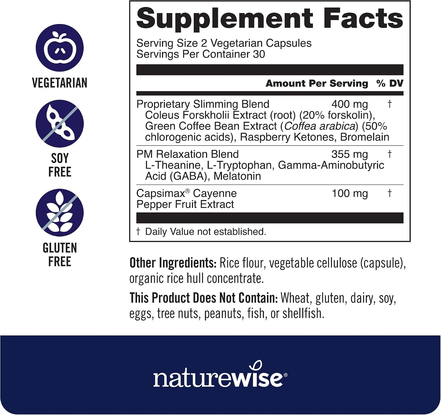 image:imageNaturewise Nighttime Fitness Support Supplement amp Natural Sleep Aid with Cayenne Extract Green Coffee Bean GABA LTheanine Vegetarian NonGMO 60 Capsules1Month Supply
