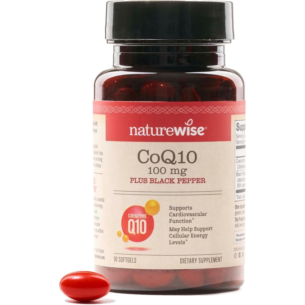 image:imageNatureWise CoQ10 100mg Black Pepper Softgels High Absorption Coenzyme Q10 Black Pepper Antioxidant for Heart Health Cellular Energy Vegan NonGMO GlutenFree 30 Count30Day Supply90 Count Pack of 1