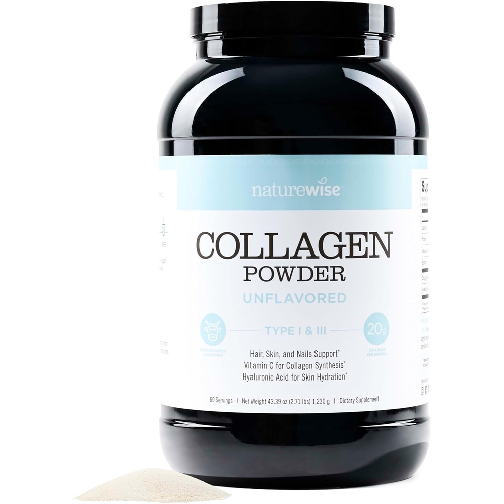 image:imageNatureWise Collagen Peptides Powder with Hyaluronic Acid and Vitamin C Unflavored Collagen Peptides for Women amp Men Type I amp III for Hair Skin amp Nails Sugar Gluten amp Dairy Free 30 Servings271 Pound Pack of 1