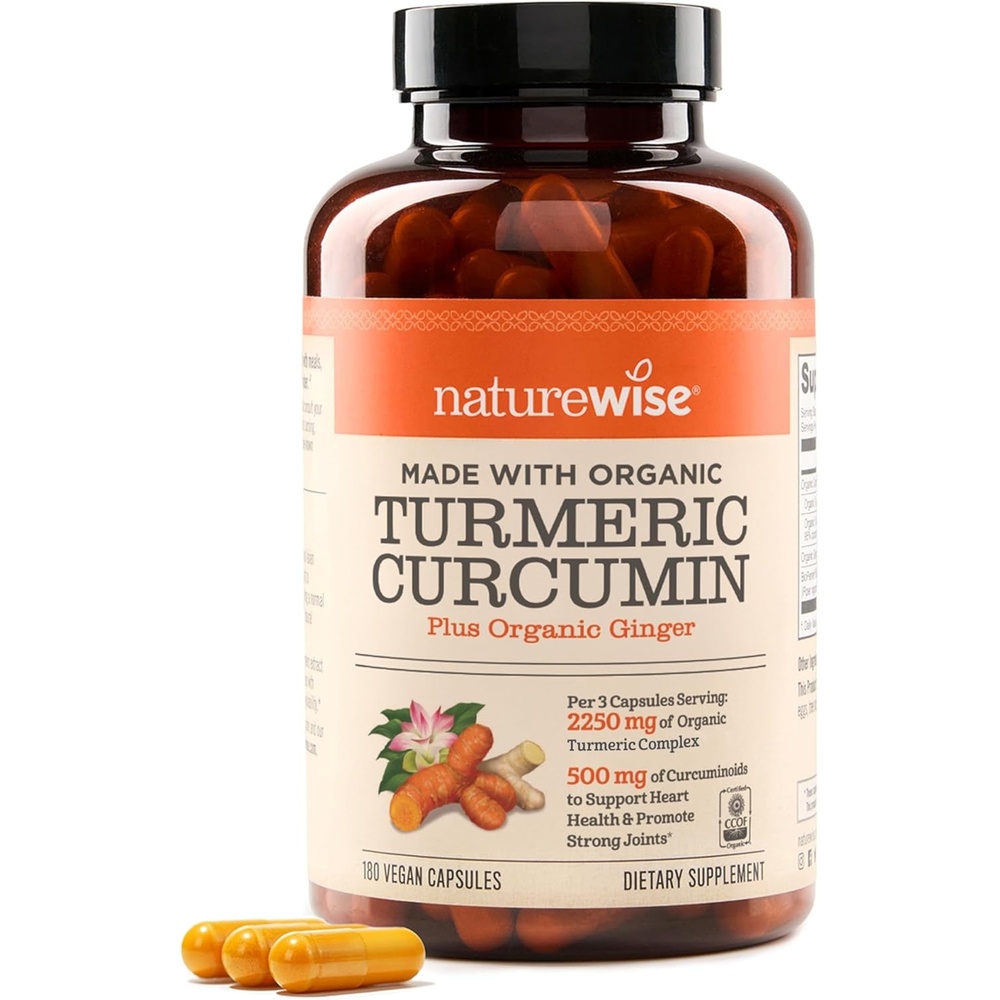 image:imageNatureWise Curcumin Turmeric 2250mg Advanced Absorption from 95 Curcuminoids amp BioPerine Black Pepper Extract Daily Joint and Immune Health Support Vegan 180 Count60Day Supply180 Count Pack of 1