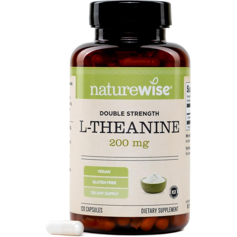 image:imageNatureWise Double Strength LTheanine 200mg Vegan L Theanine Supplement for Relaxation Sleep Support NSF GlutenFree Certified NonGMO USA Manufactured 120 Capsules120 Day Supply