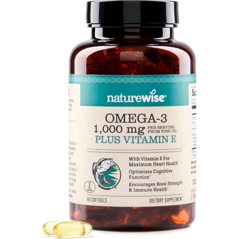 image:imageNatureWise ExtraStrength Omega 3 Fish Oil Supplement 1000mg per Serving 600 EPA amp 400 DHA and Vitamin E Sustainably Sourced Fish Oil Lemon Flavor 60 Softgels1Month Supply60 Count Pack of 1