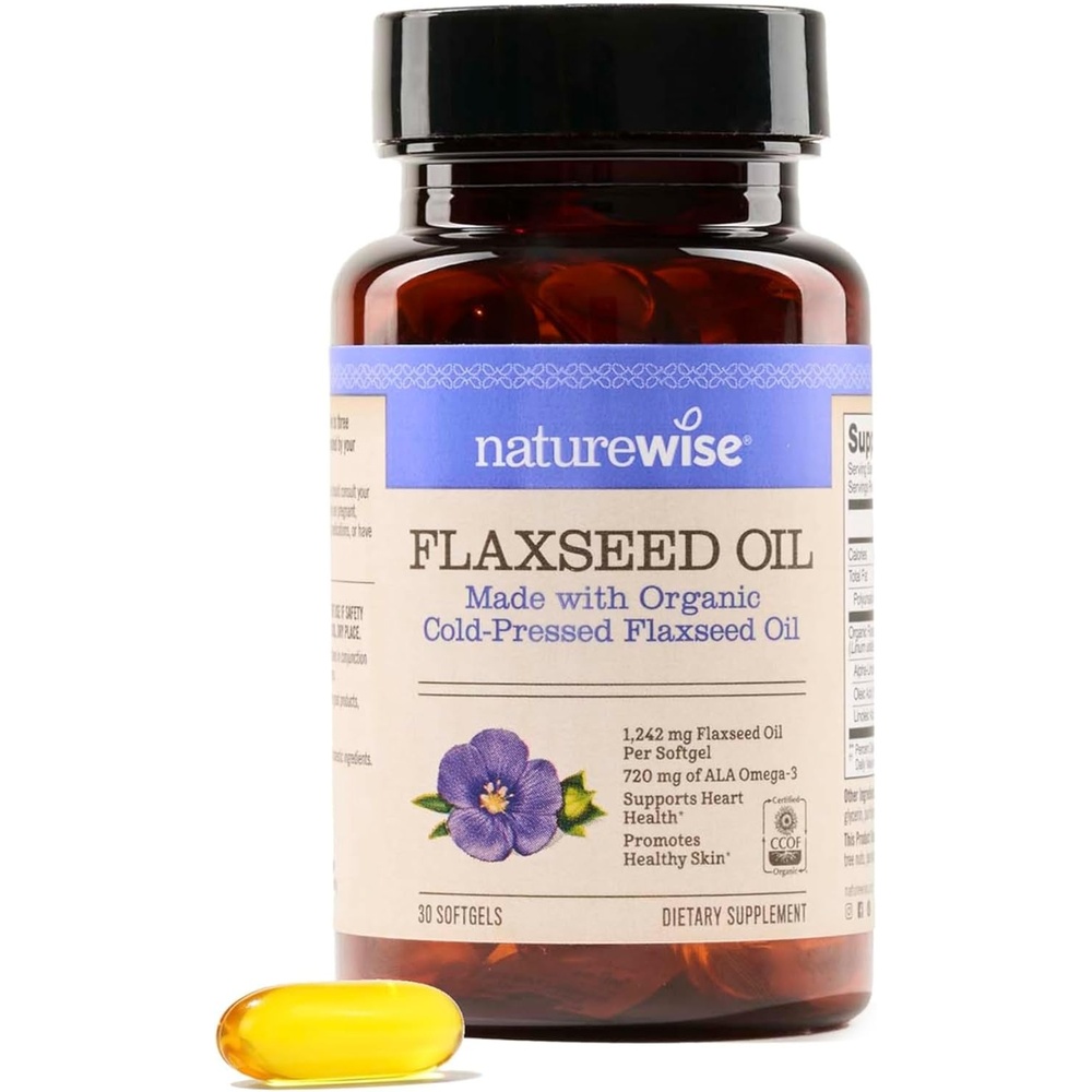 image:imageNatureWise Flaxseed Oil 1200 mg Fish Free Omega 3 6 9 with 720mg ALA Dietary Supplement for Heart Health Support Organic Cold Pressed 120 Softgels4Month Supply30 Count Pack of 1