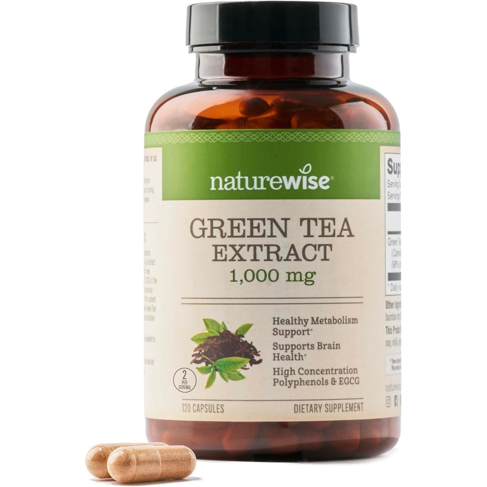 image:imageNatureWise Green Tea Extract Capsules 1000 mg 50 EGCG amp 98 Polyphenols Extra Strength Green Tea Pills Antioxidants for Heart Health amp Energy Vegan NonGMO 60 Count30Day Supply120 Count Pack of 1