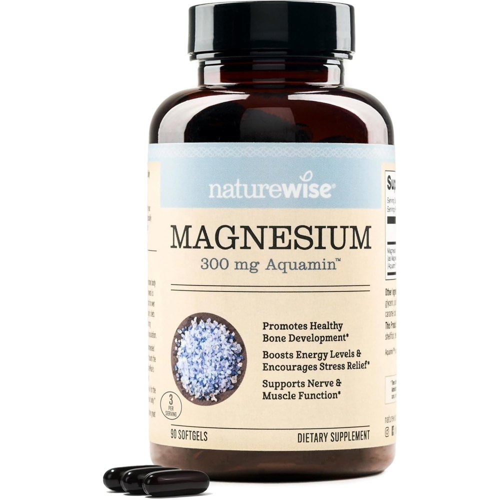 image:imageNatureWise High Absorption Marine Magnesium Supplement 300mg Naturally Sourced Magnesium from Seawater NonGMO USA Manufactured 90 Softgels1Month Supply
