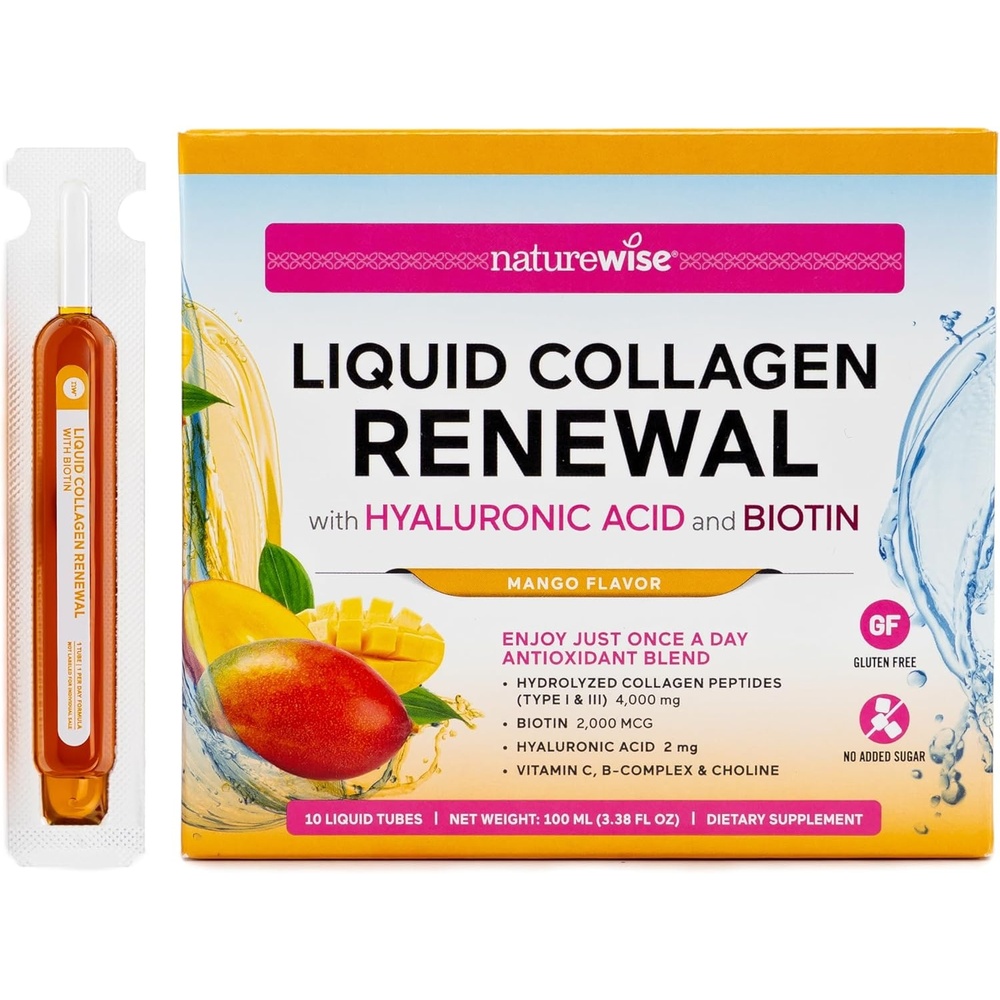 image:imageNatureWise Hydrolyzed Liquid Collagen for Women amp Men 4000mg High Absorption Type 1 amp 3 Peptides with Biotin Vitamin C Vitamin B Complex amp Hyaluronic Acid Mixed Berry 30 Tubes30 Day SupplyMango