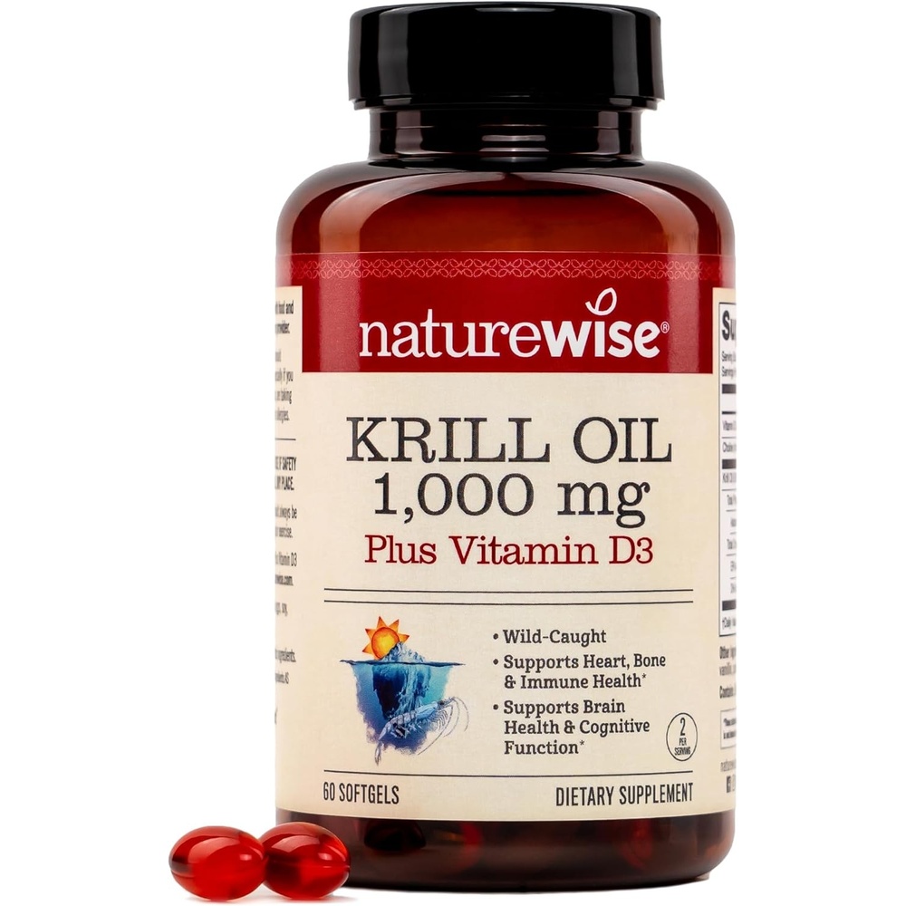 image:imageNatureWise Krill Oil 1000 mg Vitamin D3 6000 IU SUPERBAboost Concentrated Antarctic Krill Oil Omega3 EPA amp DHA Phospholipids amp Astaxanthin NonGMO 60 Softgels30 Day Supply