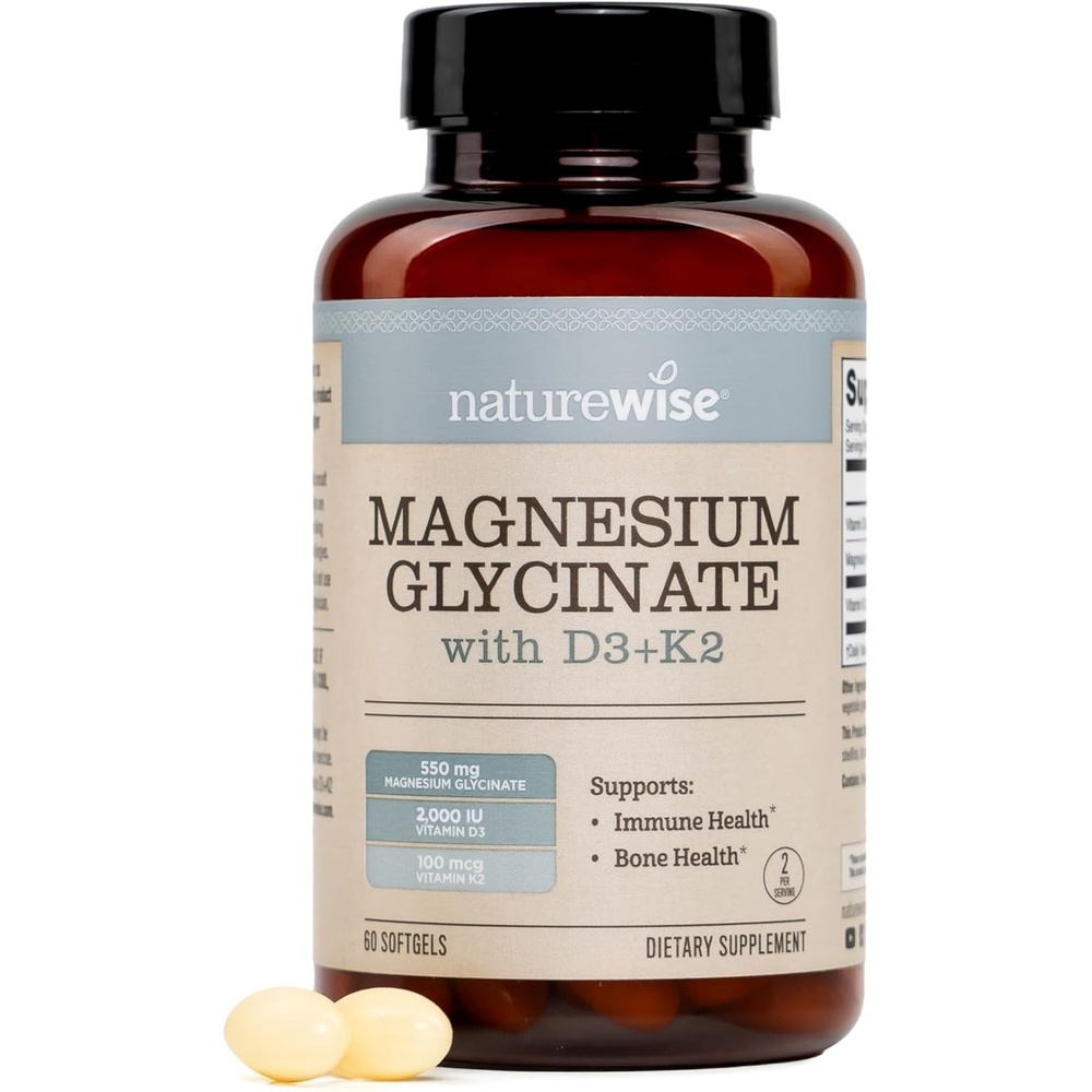 image:imageNatureWise Magnesium Glycinate 550mg 2000 IU Vitamin D3 K2 100 mcg D3 K2 Magnesium Supplement Chelated for High Absorption Bone Support NonGMO USA Manufactured 30Day Supply2000IU