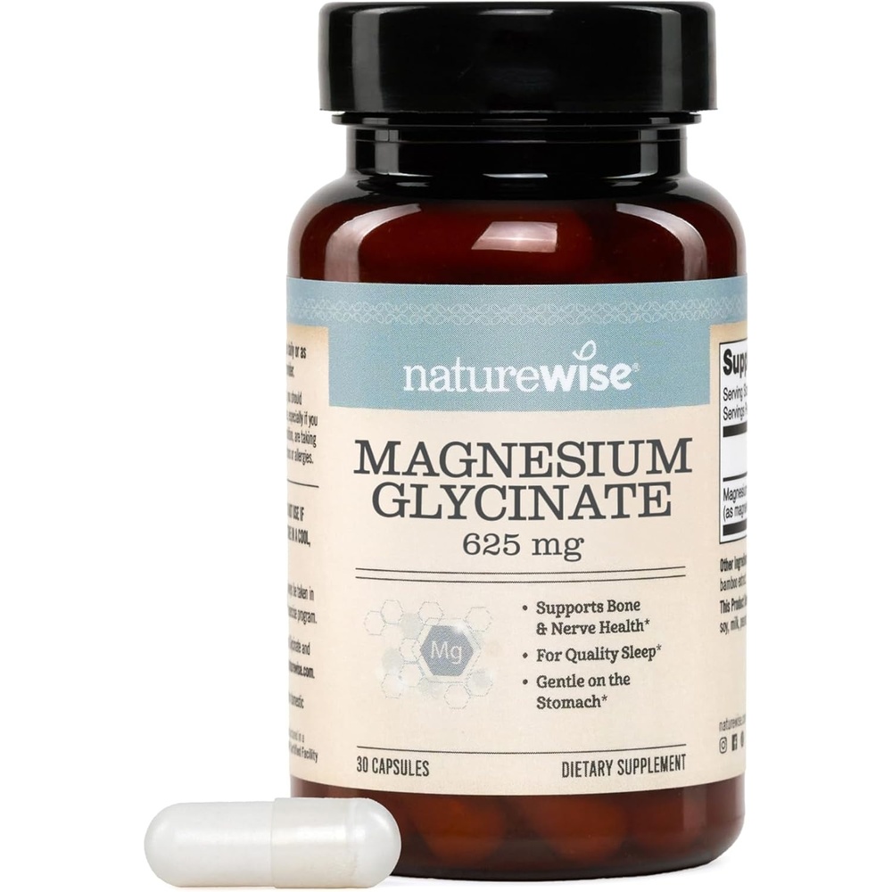 image:imageNatureWise Magnesium Glycinate 625 mg High Absorption Chelated Magnesium Glycinate for Sleep Relaxation Muscle amp Bones Gentle on Stomach Vegan NonGMO 90 Capsules90Day SupplyUnflavored