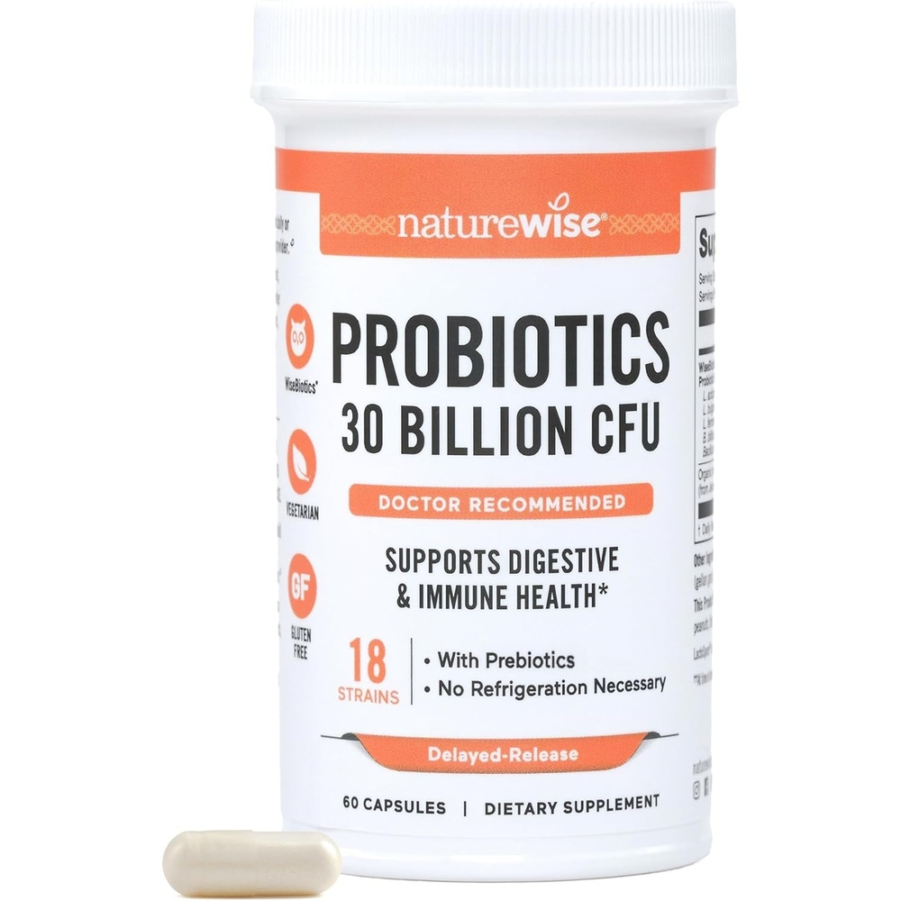 image:imageNatureWise Max Probiotics for Women amp Men 30 Billion CFU 18 Strains With Prebiotics For Gut amp Digestive Health DelayedRelease Capsules Gluten Free 60 Capsules2Month Supply60 Count Pack of 1