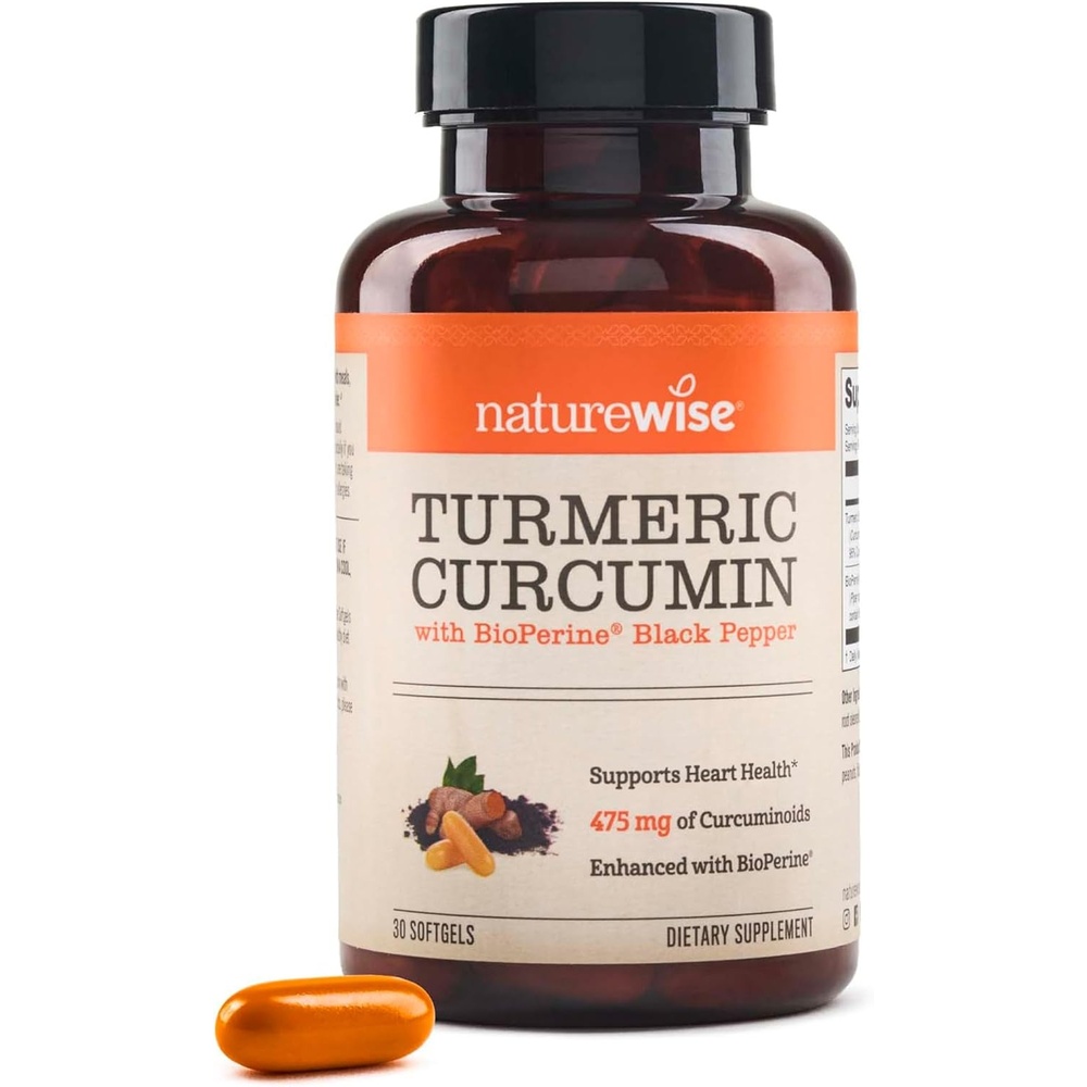 image:imageNatureWise Turmeric Curcumin 500mg with Black Pepper Softgels Extra Strength Enhanced Absorption 95 Curcuminoids amp BioPerine for Immune Support GlutenFree NonGMO 30 Count1Month Supply30 Count Pack of 1
