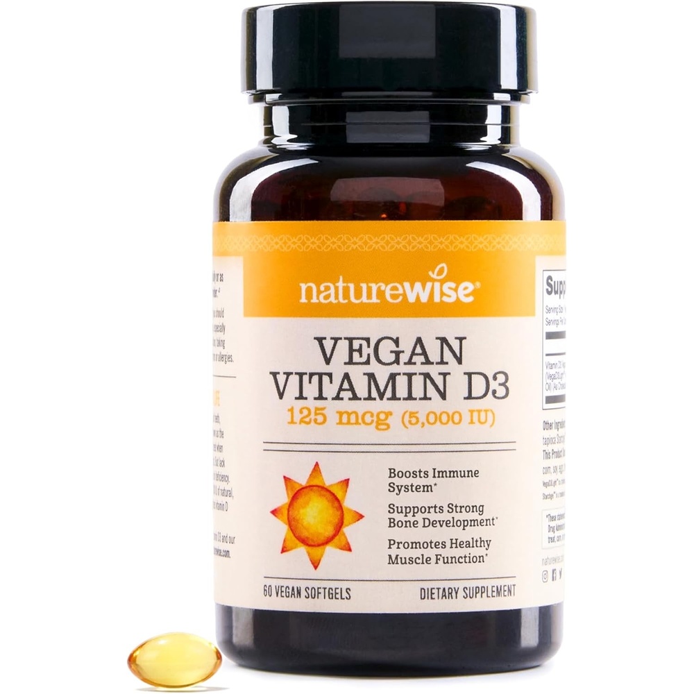 image:imageNatureWise Vegan Vitamin D3 5000iu 125 mcg D3 from Lichen Supports Immune Muscle Bone Health High Absorption with Organic ColdPressed Olive Oil NonGMO 60 Softgels2Month SupplyUnflavored