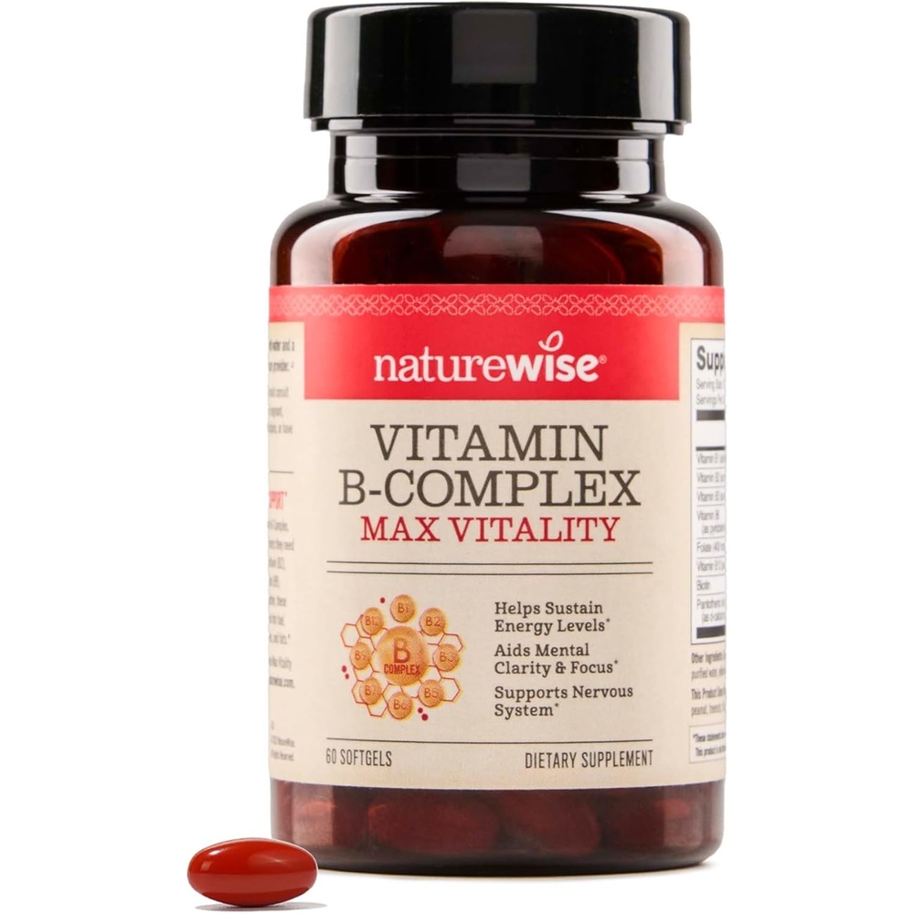 image:imageNatureWise Vitamin B Complex for Women and Men with Folic Acid Biotin B1 B2 B3 B6 B12 Support Cellular Energy amp Mental Clarity Gluten amp Dairy Free 60 Softgels2Month Supply60 Count Pack of 1