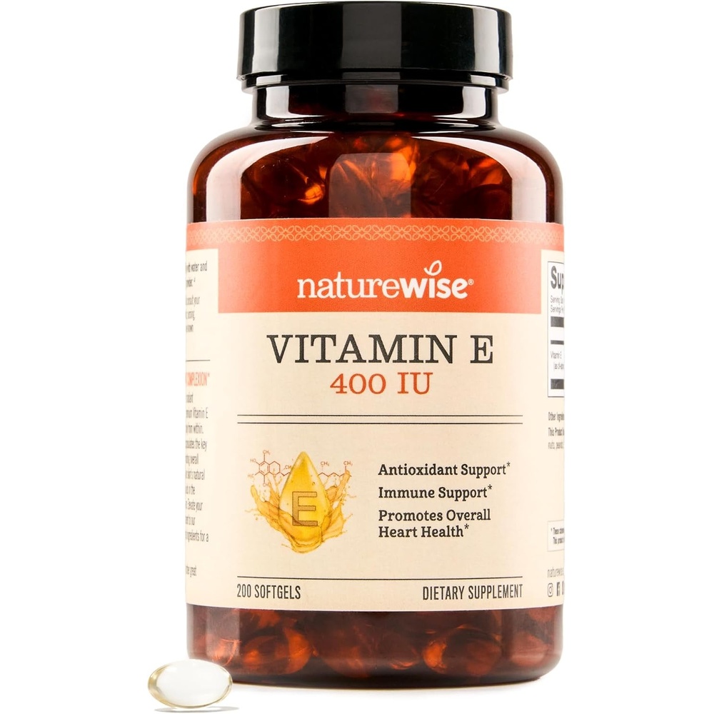 image:imageNatureWise Vitamin E 400 IU Softgels 180mg DLAlpha Dairy Gluten and Soy Free Antioxidant Dietary Supplement for Skin Heart Eye and Immune Health Support 2Month Supply 60 Count200 Count Pack of 1