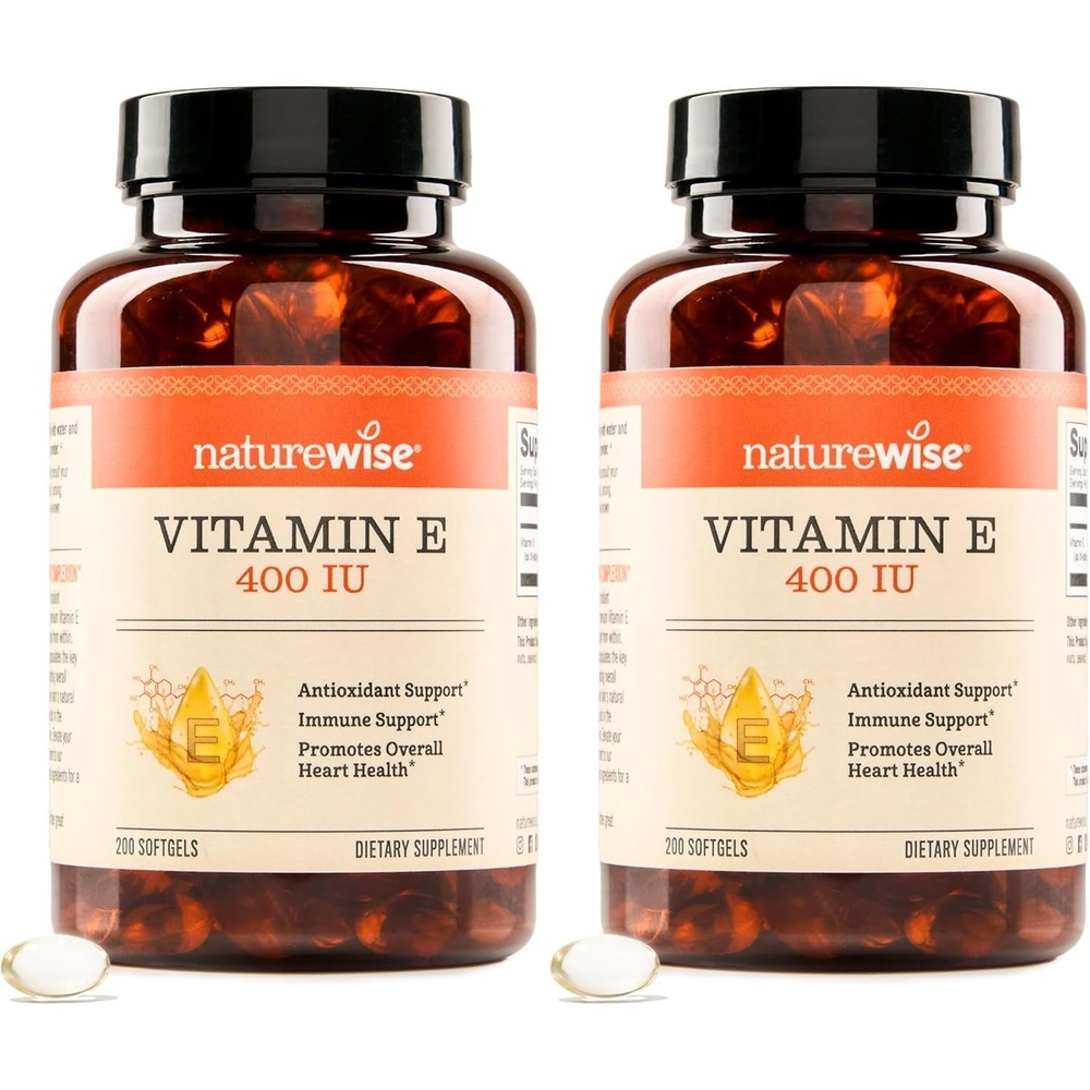 image:imageNatureWise Vitamin E 400 IU Softgels 180mg DLAlpha Dairy Gluten and Soy Free Antioxidant Dietary Supplement for Skin Heart Eye and Immune Health Support 2Month Supply 60 Count200 Count Pack of 2