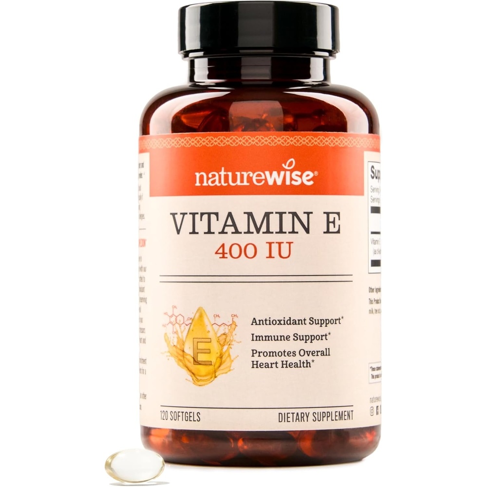 image:imageNatureWise Vitamin E 400 IU Softgels 180mg DLAlpha Dairy Gluten and Soy Free Antioxidant Dietary Supplement for Skin Heart Eye and Immune Health Support 2Month Supply 60 Count120 Count Pack of 1