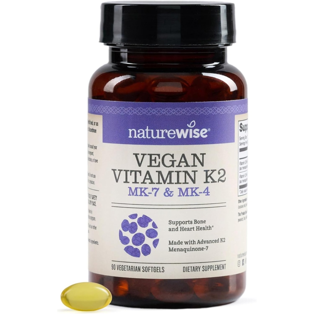 image:imageNatureWise Vitamin K2 600mcg Supplement with MK7 100mcg amp MK4 500mcg Enhanced Bioavailable Formula K Complex for Bone and Heart Health Vegan Gluten Free NonGMO 90 Softgels3Month Supply90 Count Pack of 1