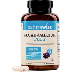 NatureWise Algae Calcium Plus – with Aquamin Calcium, Magnesium, Vitamin C, D3, and K2 – Vegan Algae Calcium Supplements for Women & Men – Bone Health Support – Non-GMO – 120 Capsules[60-Day Supply]