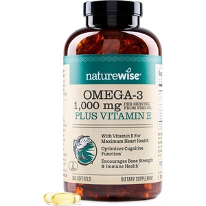 NatureWise Extra-Strength Omega 3 Fish Oil Supplement – 1000mg per Serving – 600 EPA & 400 DHA and Vitamin E – Sustainably Sourced Fish Oil – Lemon Flavor – 60 Softgels[1-Month Supply](360 Count (Pack of 1))