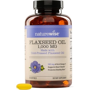 NatureWise Flaxseed Oil 1000 mg, Fish Free Omega 3 with 580 mg ALA – Plant Based Omega 3 6 9 Supplement – Organic, Cold Pressed, Non-GMO – 120 Softgels[120-Day Supply]