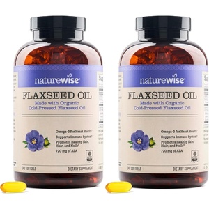 NatureWise Flaxseed Oil 1200 mg, Fish Free Omega 3 6 9 with 720mg ALA, Dietary Supplement for Heart Health Support – Organic, Cold Pressed – 120 Softgels[4-Month Supply](240 Count (Pack of 2))