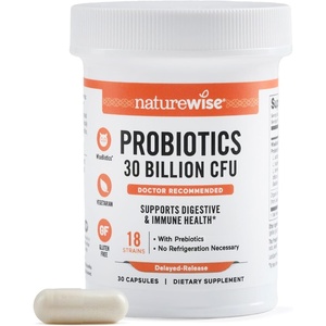 NatureWise Max Probiotics for Women & Men – 30 Billion CFU 18 Strains With Prebiotics – For Gut & Digestive Health – Delayed-Release Capsules, Gluten Free – 60 Capsules[2-Month Supply](30 Count (Pack of 1))