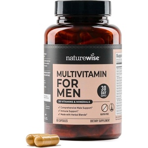 NatureWise Multivitamin for Men – Daily Male Support – Minerals & Herbs for Energy, Performance, Immunity – with Vitamin A, C, D, B-Complex – Soy & Gluten-Free, Non-GMO – 90 Capsules[45-Day Supply](Unflavored)