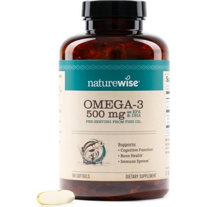 NatureWise Omega 3 Fish Oil – 500mg Omega 3 per Serving – 300mg EPA & 200mg DHA – Sustainably Sourced for Purity – Lemon Flavored – Burpless – Gluten & Soy Free, Non-GMO – 60 Softgels[2-Month Supply](180 Count (Pack of 1))