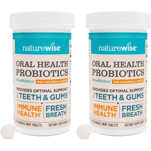 NatureWise Oral Probiotics for Mouth Bad Breath – Chewable Sugar-Free Mint – Lactobacillus reuteri Chewable – Oral Probiotics For Kids & Adults – Non-GMO USA Manufactured – 60 Count[60-Day Supply](60 Count (Pack of 2))