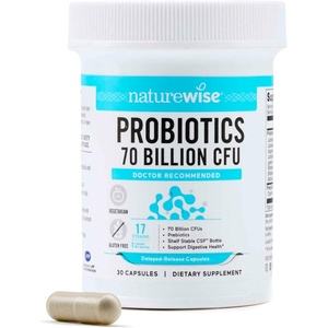 NatureWise Probiotics 60 Billion CFU – 17 Strains + Organic Prebiotics – Immune, Digestive & Gut Health Support for Women & Men – Vegetarian, Gluten-Free, Non-GMO – 30 Capsules[1-Month Supply](70 BILLION CFU)