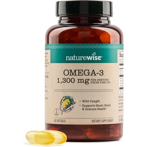 NatureWise Ultra Omega 3 Fish Oil 2200 mg – 1300 mg Omega-3 – Triglyceride Form – Lemon Flavor – Wild-Caught Fish Oil + EPA & DHA – Burpless, Non-GMO – 60 Softgels[1-Month Supply](60 Count (Pack of 1))