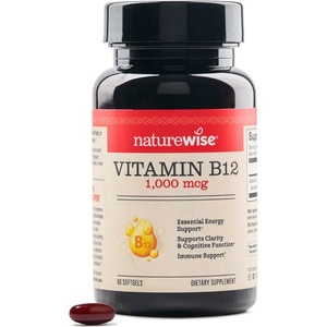 NatureWise Vitamin B12 1000 mcg – Dietary Supplement for Supporting Energy Metabolism, Mental Clarity, Nervous System Health – Easy-to-Swallow, Soy & Gluten-Free – 60 Softgels[60-Day Supply](Vitamin)